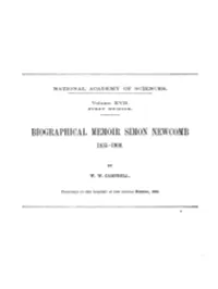 Biographical Memoir Simon Newcomb 1835-1909