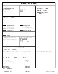 Candidate's Report