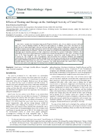 Effects of Heating and Storage on the Antifungal Activity of Camel Urine