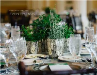 Event Menus Table of Contents