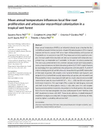 Mean Annual Temperature Influences Local Fine Root Proliferation and Arbuscular Mycorrhizal Colonization in a Tropical Wet Forest