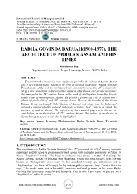 Radha Govinda Baruah(1900-1977), the Architect of Modern Assam and His Times