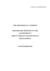 The Professional Commons Preliminary Response To