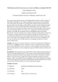 The Reformation of the Generations: Age, Ancestry and Memory in England 1500-1700