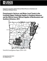 (Upper Claiborne) Aquifer in Southern Arkansas and the Wilcox (Lower Wilcox) Aquifer of Northeastern and Southern Arkansas, 2012