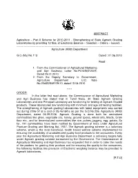 ABSTRACT Agriculture – Part-II Scheme for 2010-2011