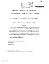 Persistent Currents and Magnetization in Two-Dimensional Magnetic Quantum Systems
