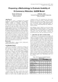 Proposing a Methodology to Evaluate Usability of E-Commerce Websites: QUEM Model