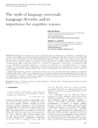The Myth of Language Universals: Language Diversity and Its Importance for Cognitive Science