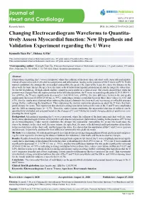 Tively Assess Myocardial Function: New Hypothesis and Validation Experiment Regarding the U Wave