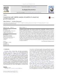 Consistency and Stability Analysis of Models of a Monetary Growth Imperative