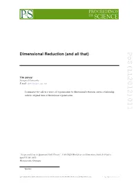 Dimensional Reduction, Regularisation