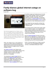 Fastly Blames Global Internet Outage on Software Bug 9 June 2021
