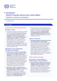 ILO Monitor: COVID-19 and the World of Work. Sixth Edition Updated Estimates and Analysis
