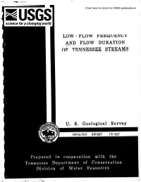 Low - Flow Frequency and Flow Duration of Tennessee Streams