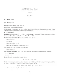 Math 537 — Elementary Number Theory