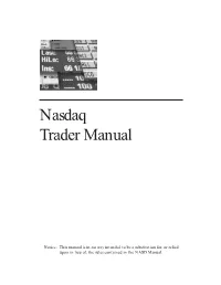 Nasdaq Trader Manual