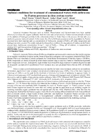 Optimal Conditions for Treatment of Contaminated Waters with Anthracene by Fenton Processes in Close System Reactor Faiq F