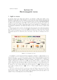 Lecture 13: Electromagnetic Waves