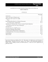 Materiality in the Identification and Evaluation of Misstatements
