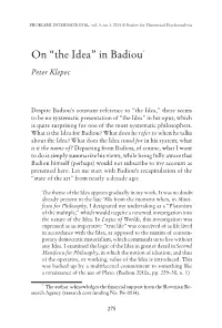 On “The Idea” in Badiou*