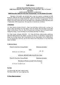 Traffic Advice Introduction of New Bus Service Numbered As KMB Route Route No. 285 (Fo Tan Chun Yeung Estate