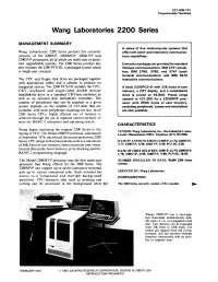 Wang Laboratories 2200 Series