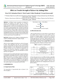 Effect on Tensile Strength of Nylon-6 by Adding Filler