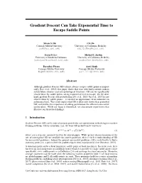 Gradient Descent Can Take Exponential Time to Escape Saddle Points