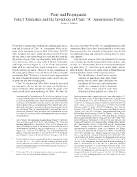 John I Tzimiskes and the Invention of Class “A” Anonymous Folles Jeremy J