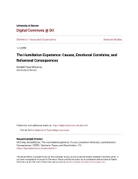 The Humiliation Experience: Causes, Emotional Correlates, and Behavioral Consequences
