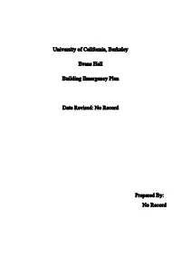 University of California, Berkeley Evans Hall Building Emergency