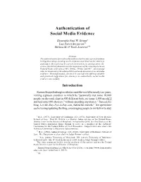 American Journal of Trial Advocacy Authentication of Social Media Evidence.Pdf
