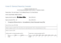 Annex D: Standard Reporting Template