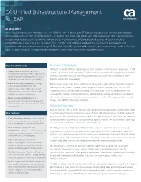 Ca Unified Infrastructure Management for Sap