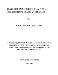Clause Chaining in Kisukuma: a Role and Reference Grammar Approach