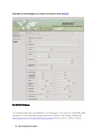 Examples of Technologies to Combat Soil Erosion from WOCAT