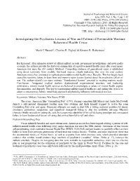 Investigating the Psychiatric Lessons of War and Pattern of Preventable Wartime Behavioral Health Crises