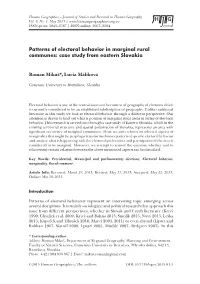 Patterns of Electoral Behavior in Marginal Rural Communes: Case Study from Eastern Slovakia
