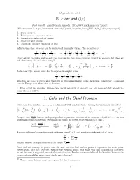 01 Euler and Ζ(S) 1. Euler and the Basel Problem