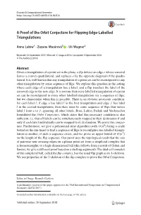 A Proof of the Orbit Conjecture for Flipping Edge-Labelled Triangulations