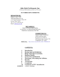 Comment Submitted by Able Debt Settlement, Inc