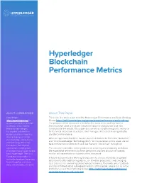 Hyperledger Blockchain Performance Metrics
