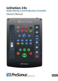 Iostation 24C Audio Interface and Production Controller Owner’S Manual