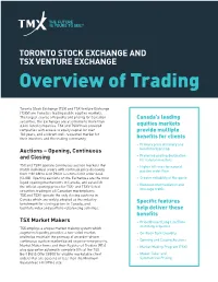 Overview of Trading on Toronto Stock Exchange And