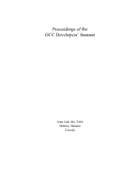 Proceedings of the GCC Developers' Summit
