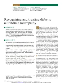 Recognizing and Treating Diabetic Autonomic Neuropathy