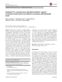 Stomatal CO2 Responsiveness and Photosynthetic Capacity of Tropical Woody Species in Relation to Taxonomy and Functional Traits