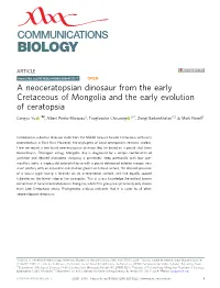 A Neoceratopsian Dinosaur from the Early Cretaceous of Mongolia And