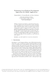 Evaluating Cross-Platform Development Approaches for Mobile Applications